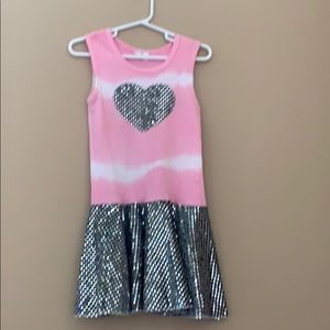 Girls pink dress with sequins bottom size 5